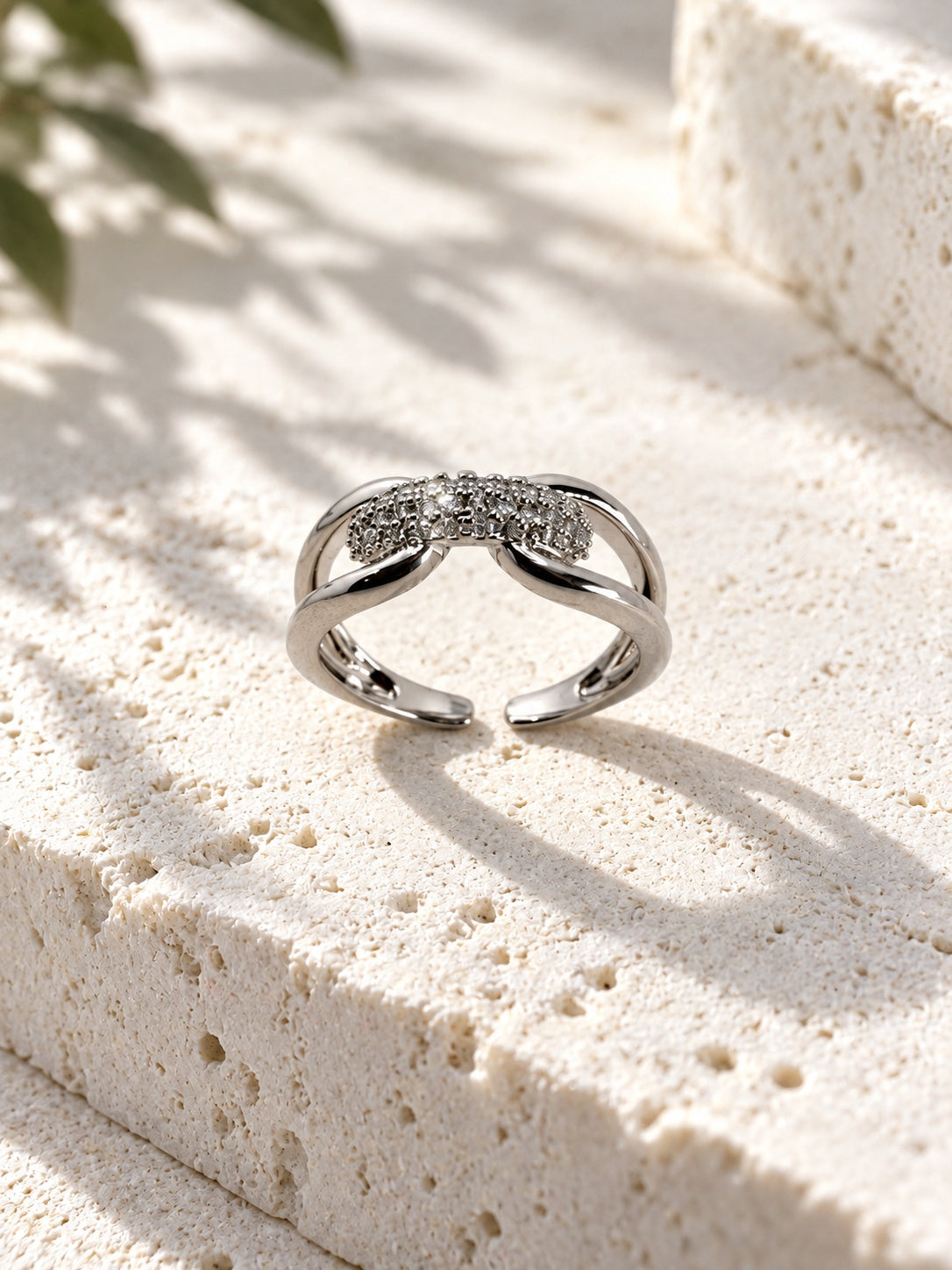 Niska silver-tone AD stone adjustable ring product view 3