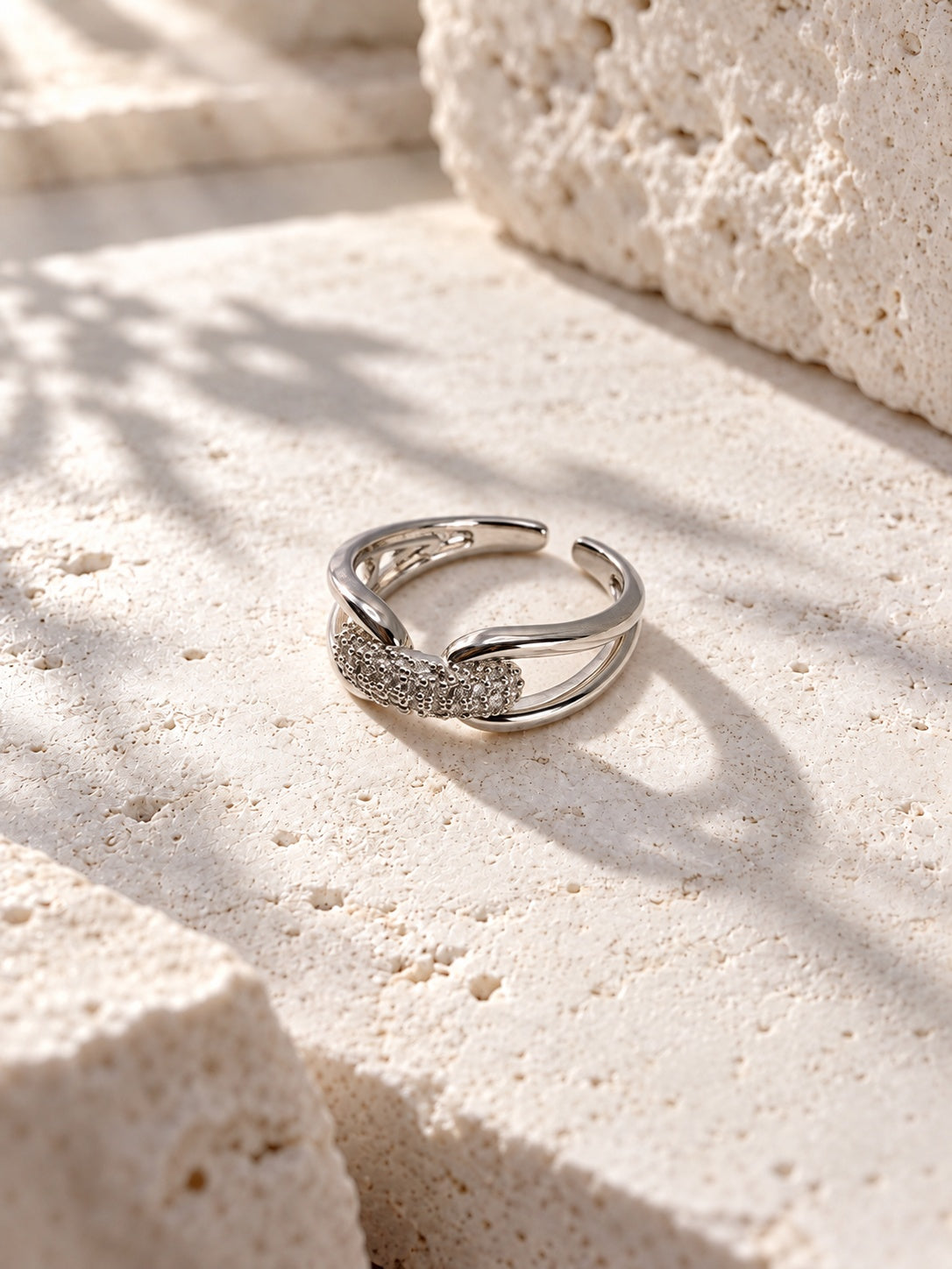 Niska silver-tone AD stone adjustable ring product view 4