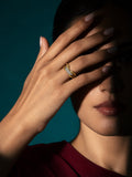 Niska gold-tone AD Stone adjustable ring worn on hand