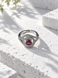 Niska pink AD stone silver-tone ring view 1