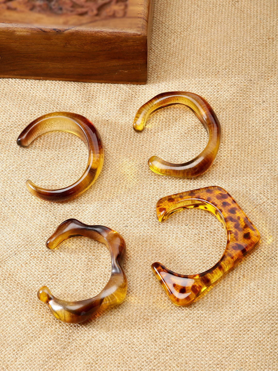 Crystal Bloom Resin Bangles Set of 4