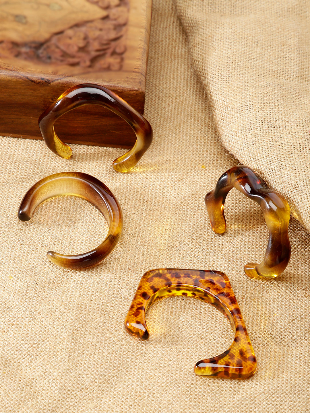 Crystal Bloom Resin Bangles Set of 4