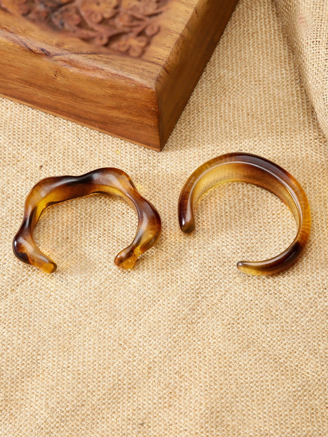 Rose Quartz Resin Bangle Set of Two