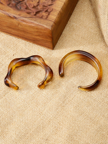 Rose Quartz Resin Bangle Set of Two