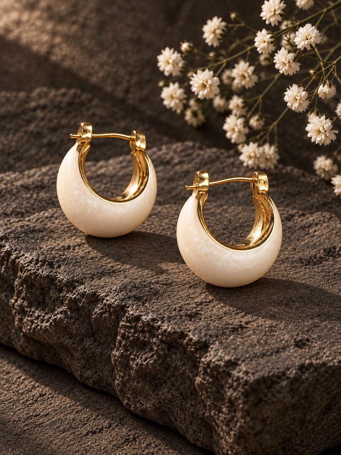 Ivory Resin Hoop Earrings