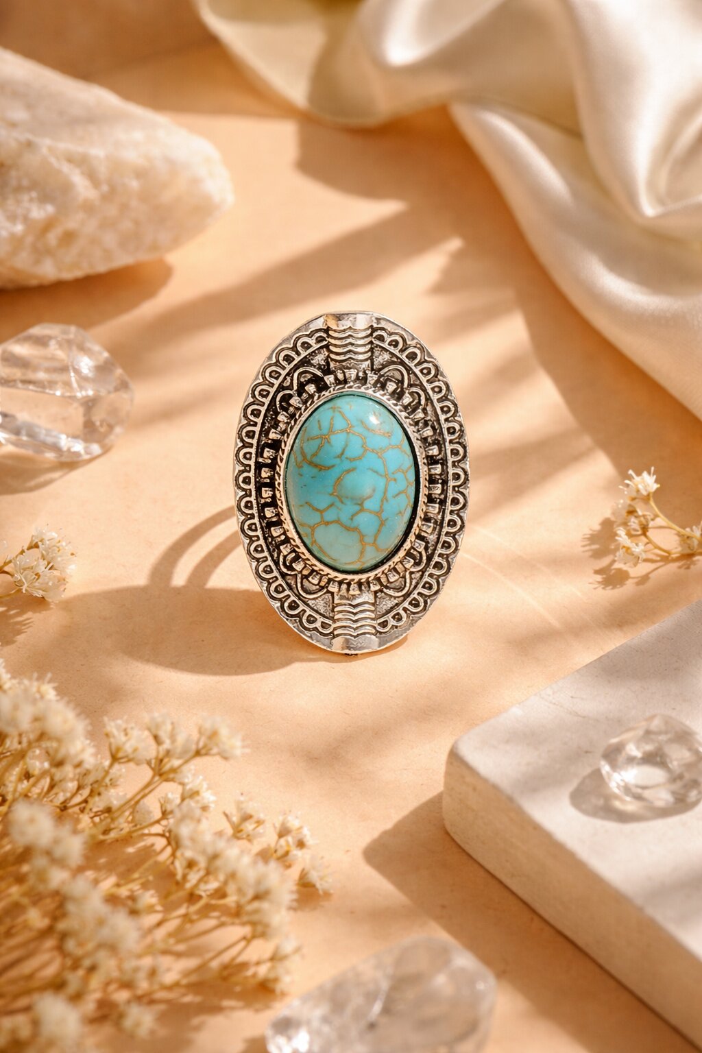 Niska Turquoise Oval Statement Ring