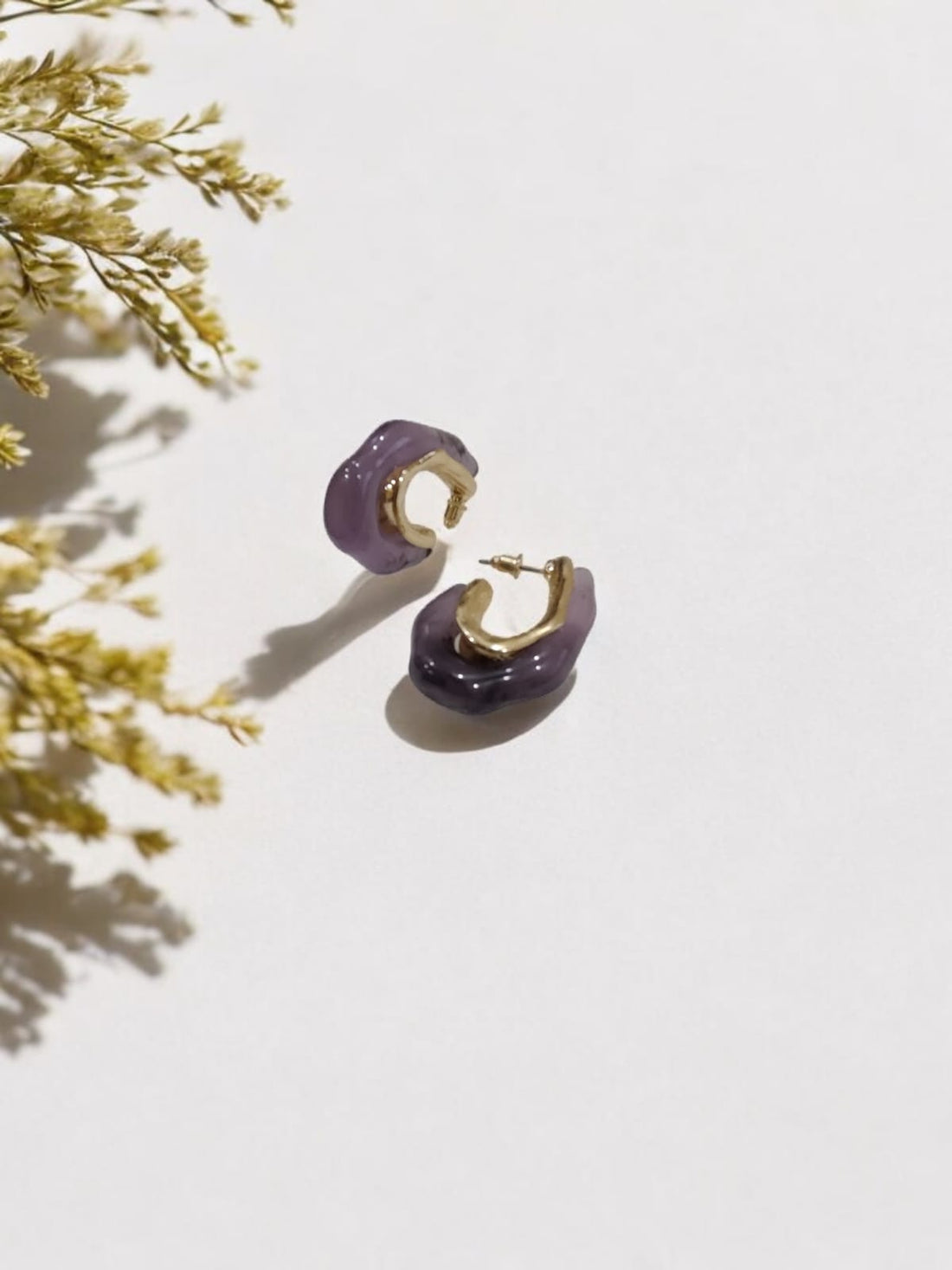 Elegant Lavender and Gold Modern Bling Earrings