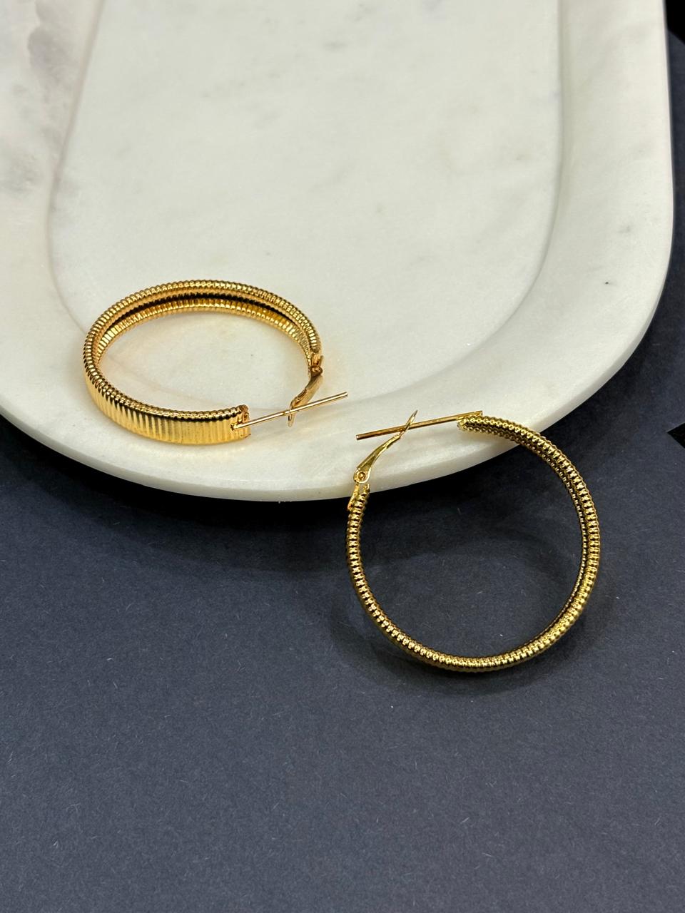 Gold Plated Stainless Steel Tarnish-Free Waterproof Hoop Earrings