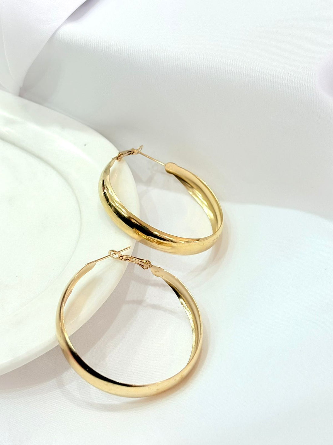 Gold Plated Stainless Steel Tarnish-Free Waterproof Hoop Earrings