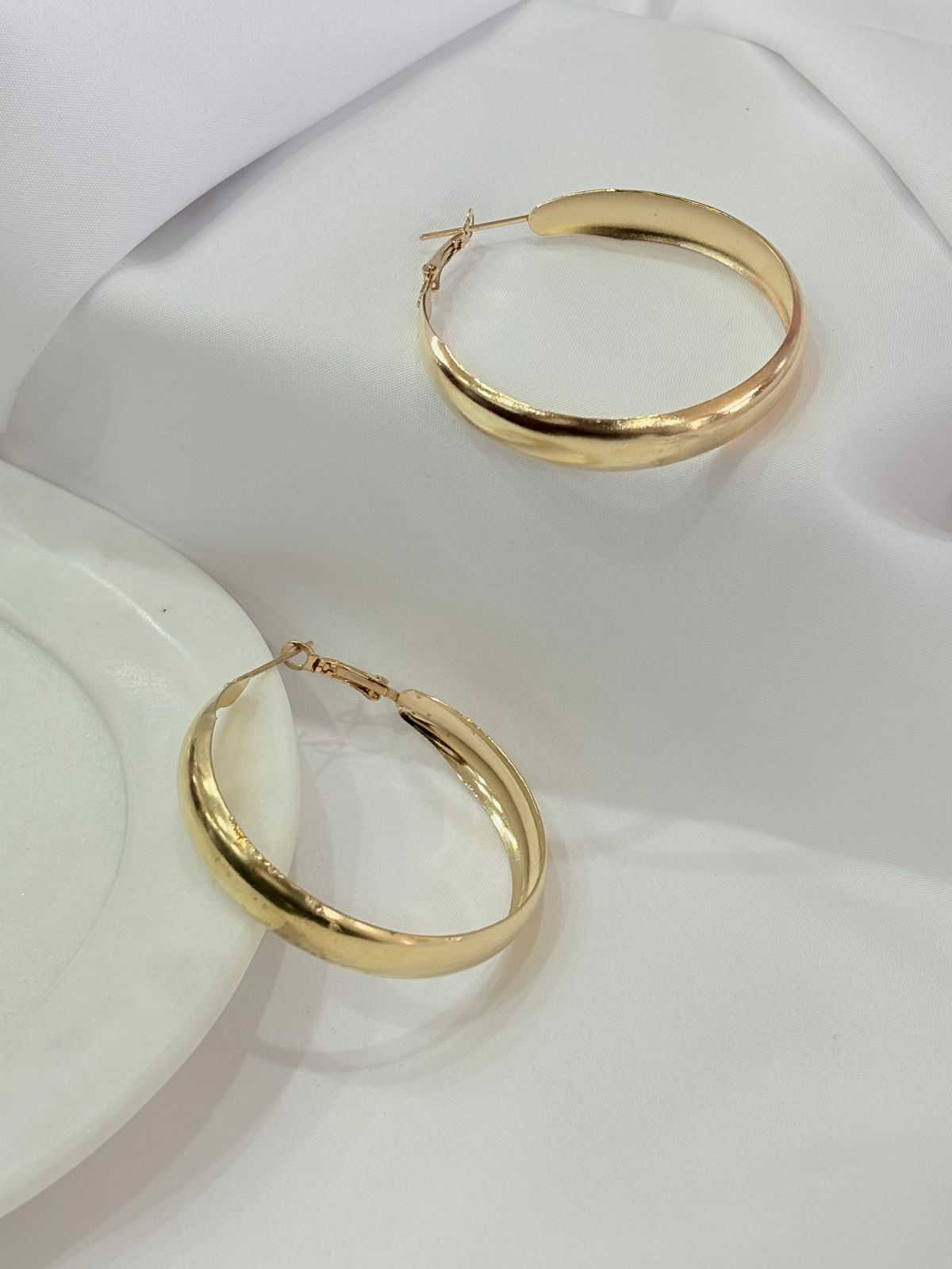 Gold Plated Stainless Steel Tarnish-Free Waterproof Hoop Earrings