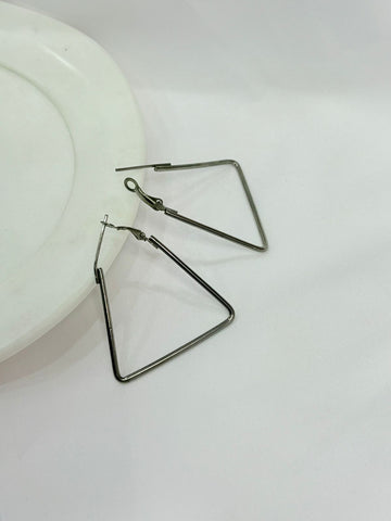 Black Toned Triangular Stud Earrings