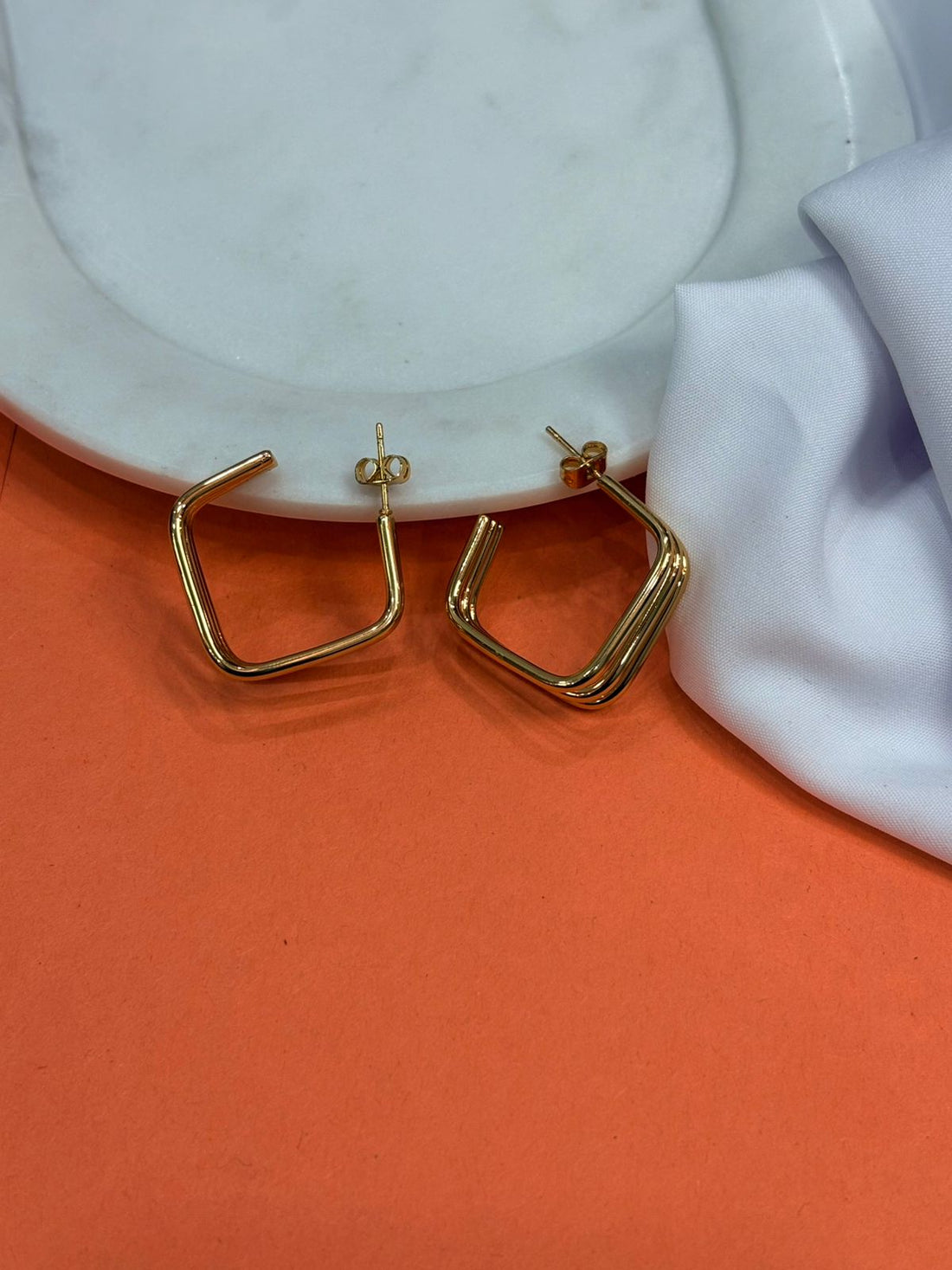 Gold-Plated Square Hoop Earrings