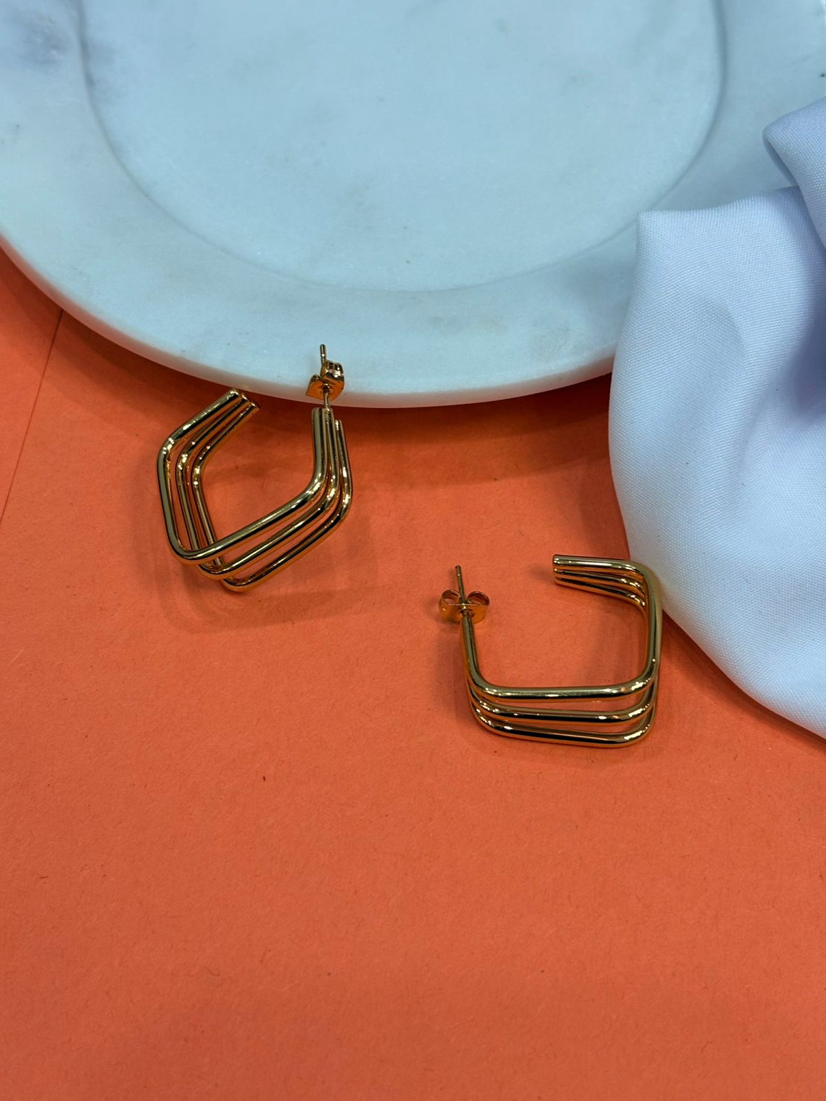 Gold-Plated Square Hoop Earrings