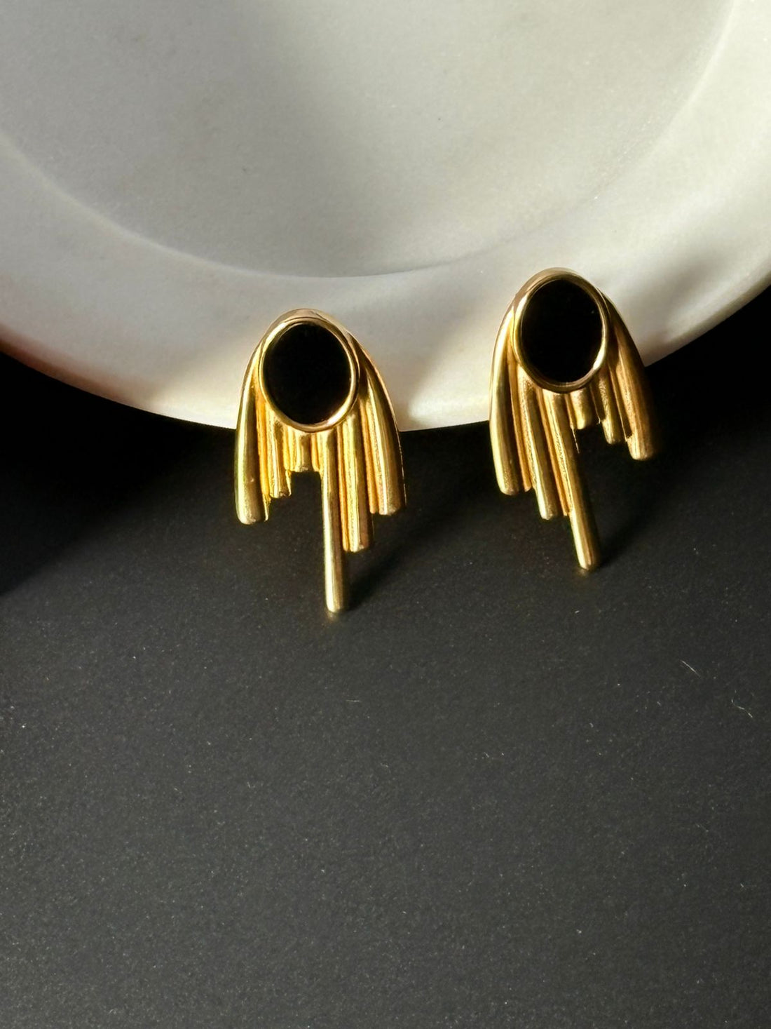 Gold-Plated Abstract Hoop Earrings