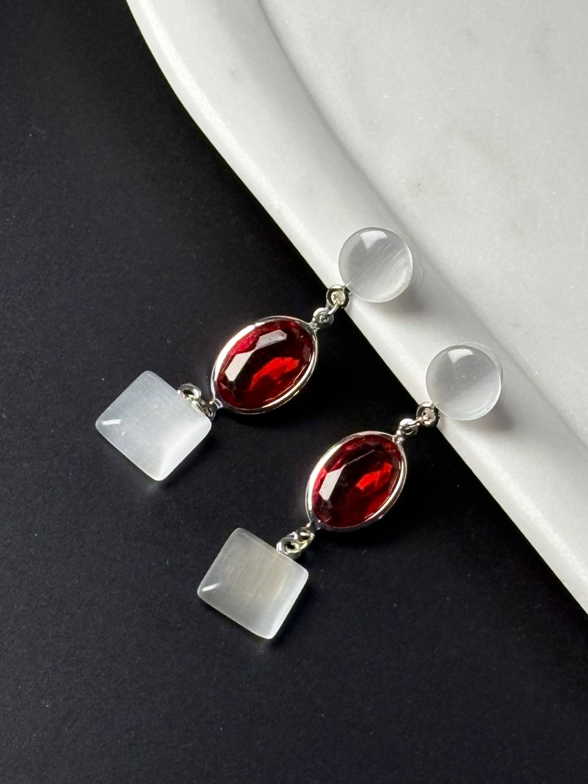 Sterling Red Long Drop Earrings