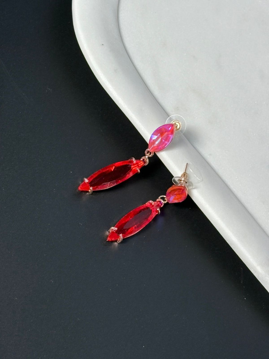 Sterling Red Drop Earrings