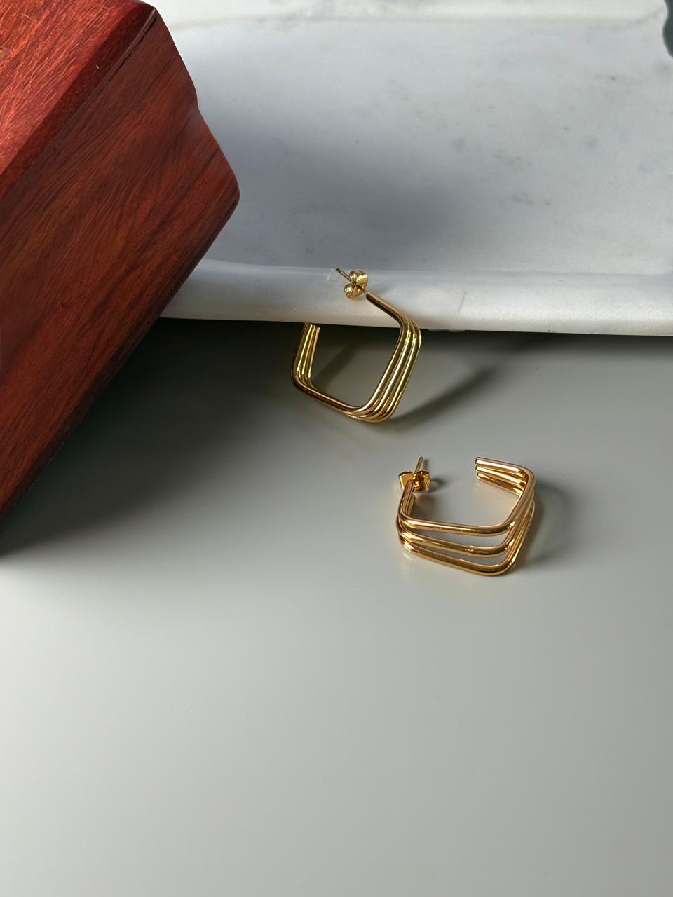 Gold-Plated Square Hoop Earrings