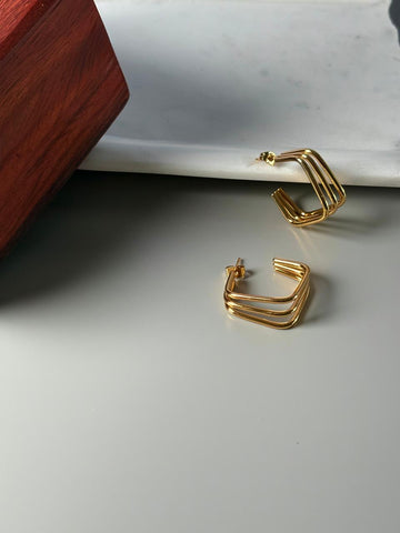 Gold-Plated Square Hoop Earrings