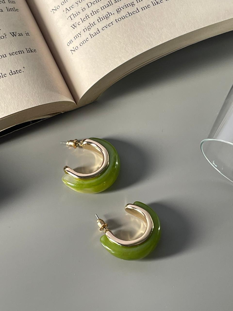 Contemporary Studs Earrings- Olive