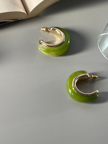 Contemporary Studs Earrings- Olive