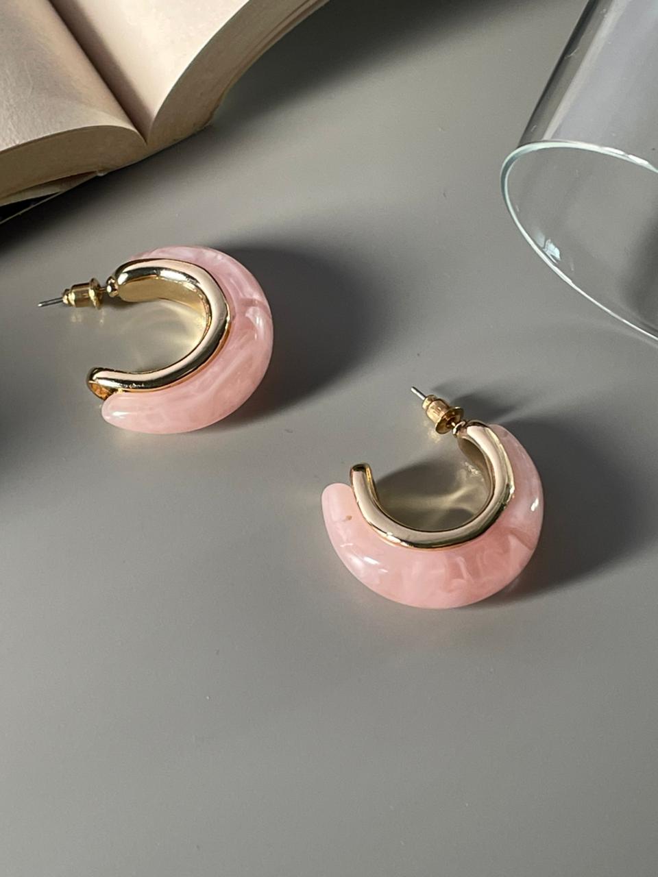 Contemporary Studs Earrings- Pink