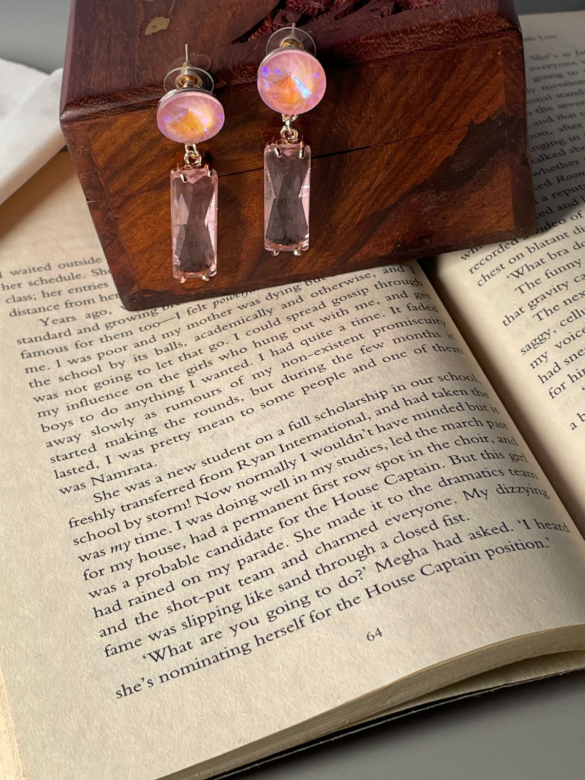 Sterling Long Drop Earrings Pink