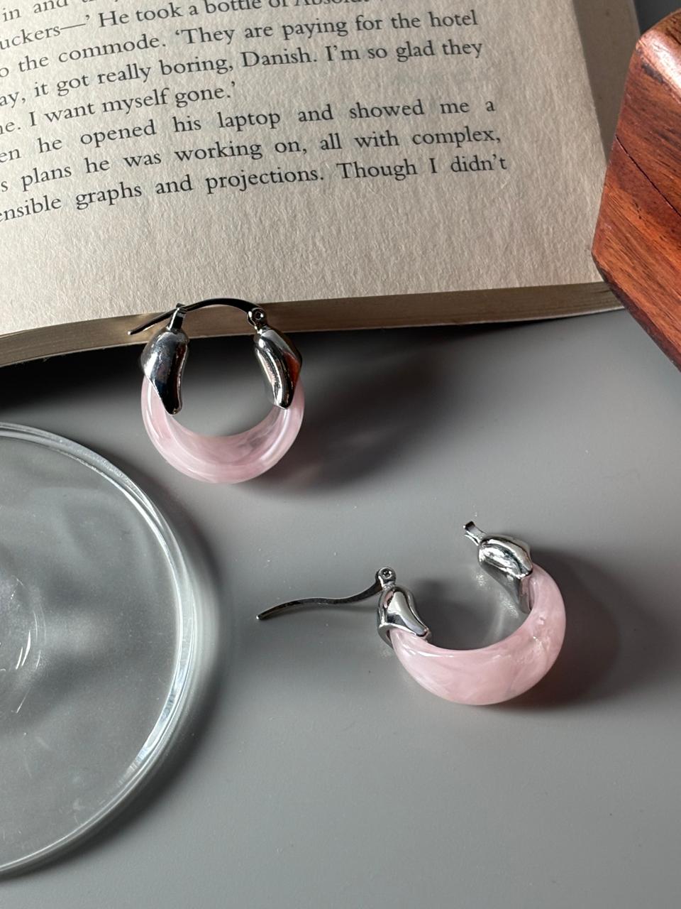 Contemporary Studs Earrings- Pink