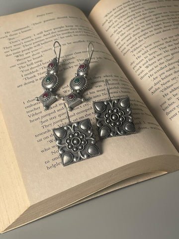 Traditional Silver-Plated Drop Earrings