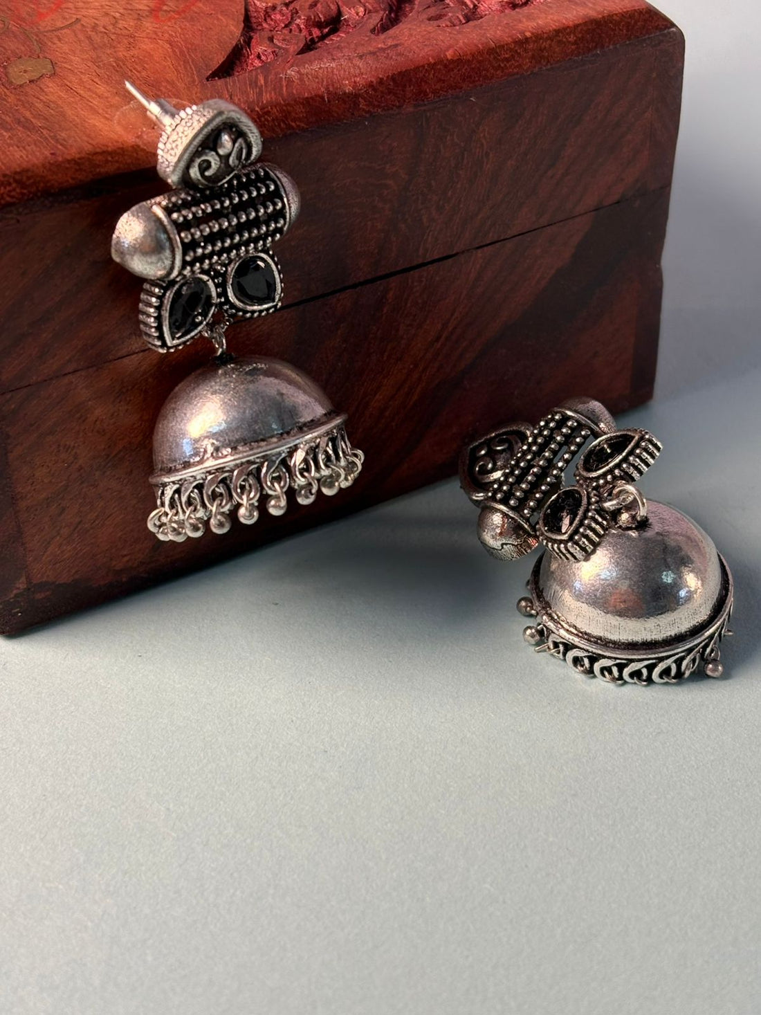 Silver-Toned Silver-Plated Contemporary Chandbalis