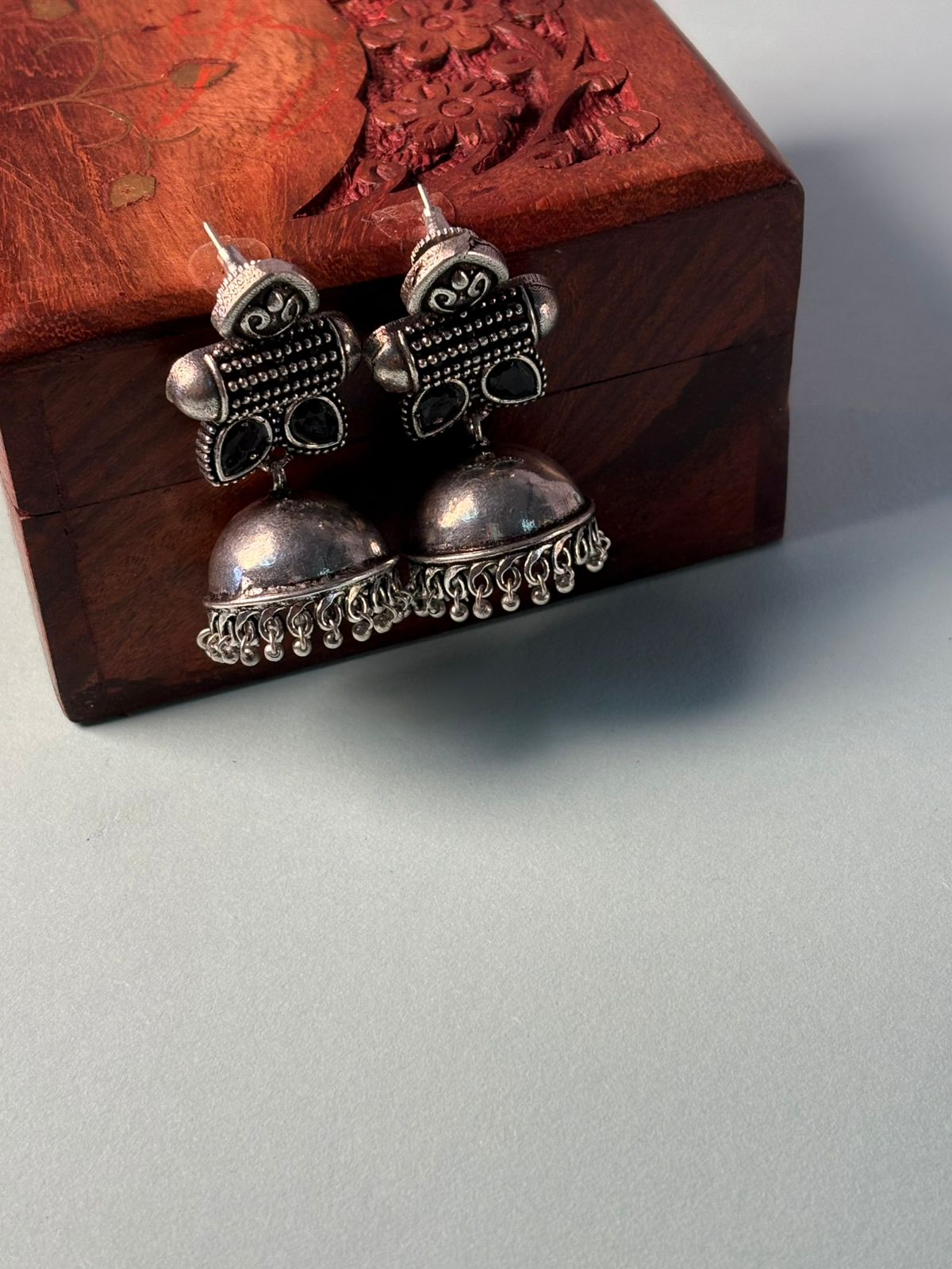 Silver-Toned Silver-Plated Contemporary Chandbalis