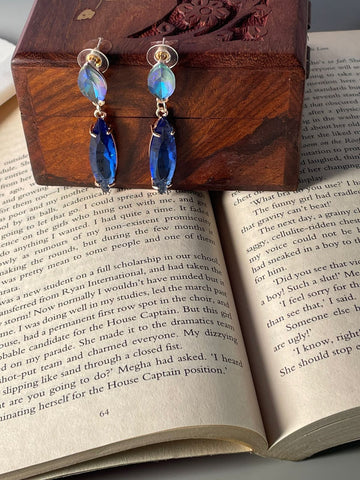 Sterling Long Drop Earrings Blue