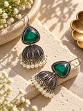 Monalisa Stone Silver Replica green jhumka earrings product view