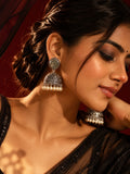 Monalisa Stone Oxidized Jhumka Earrings model shot