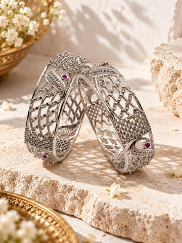 Ethnic silver bangle studio image