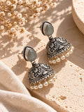 Monalisa Stone Oxidized Jhumka Earrings angle