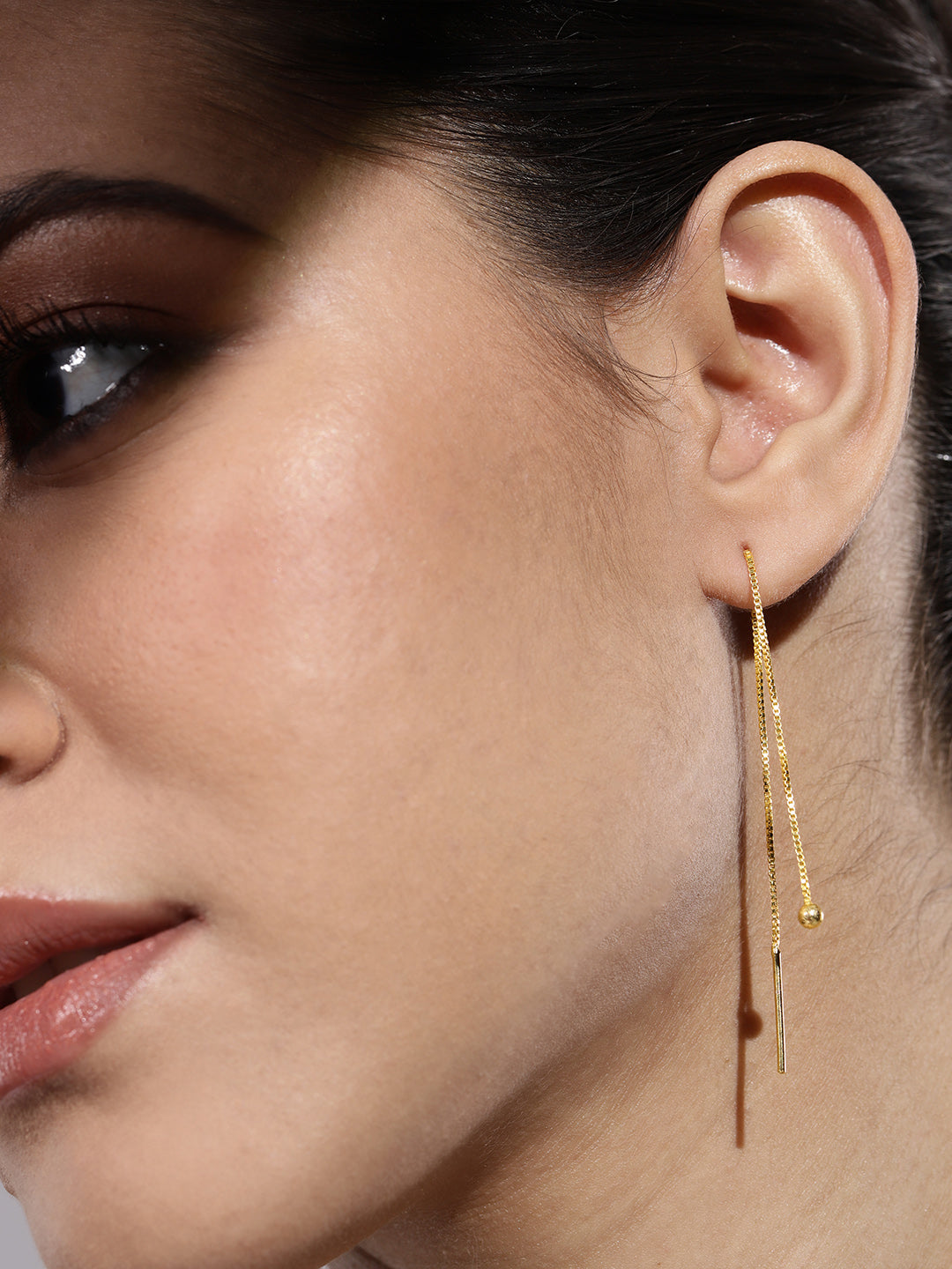 Adelina Gold-Plated Contemporary Drop Earrings