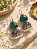 Monalisa Stone Silver Replica green jhumka earrings product view