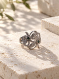 Niska silver-tone green floral AD stone ring product view 4