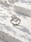 Niska silver-tone twin pear AD stone ring - view 3