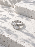 Niska silver-tone twin pear AD stone ring - view 4