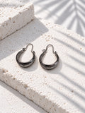 Niska engraved oxidised silver-tone alloy hoop earrings – product view 3
