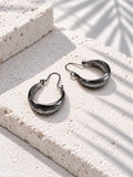 Niska engraved oxidised silver-tone alloy hoop earrings – product view 4
