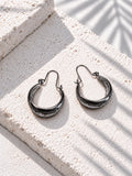 Niska engraved oxidised silver-tone alloy hoop earrings – product view 5