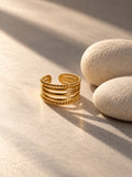 Niska gold-tone beaded multi-band cuff ring product view