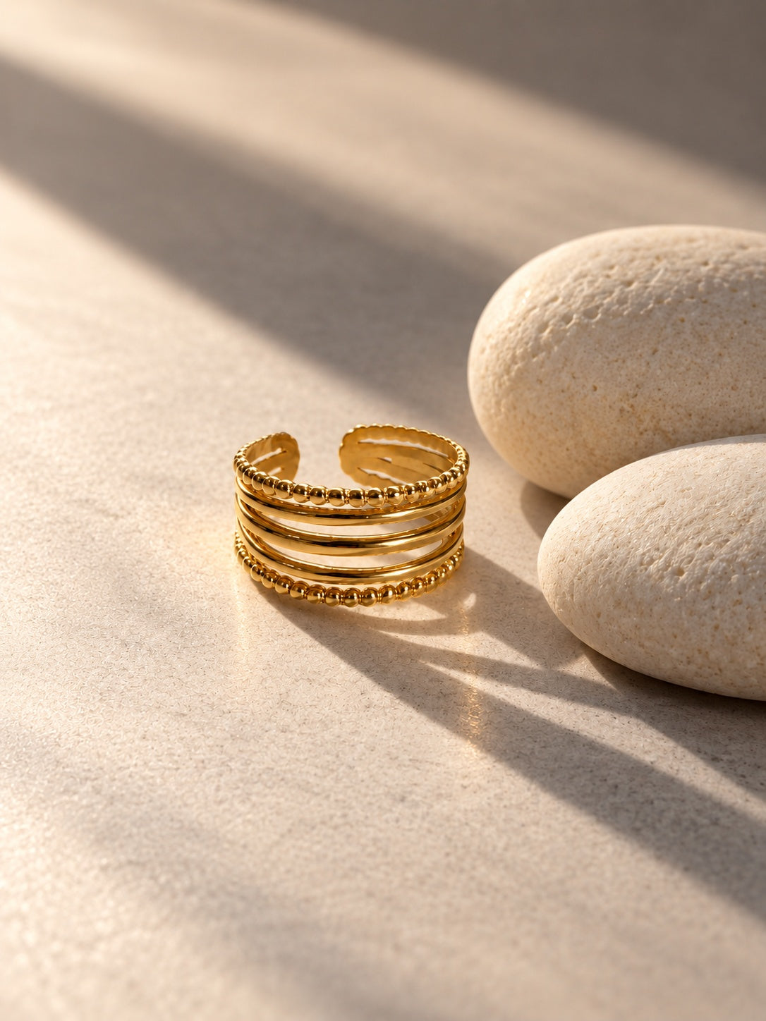 Niska gold-tone beaded multi-band cuff ring product view