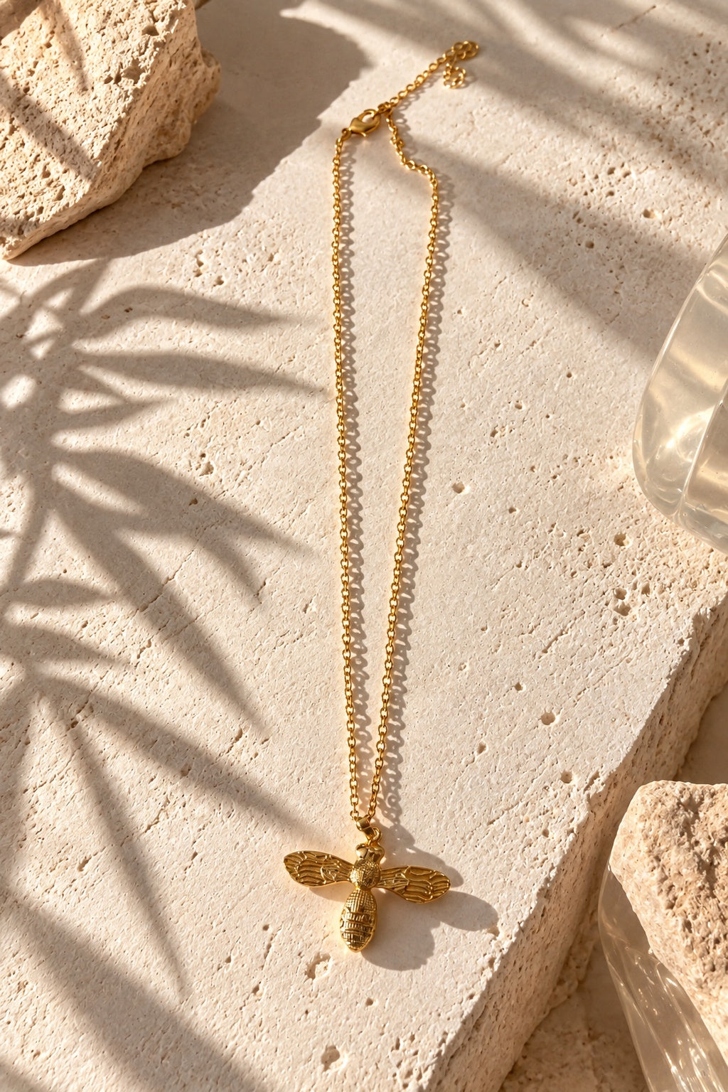 Niska Golden Bee Pendant Necklace detail view