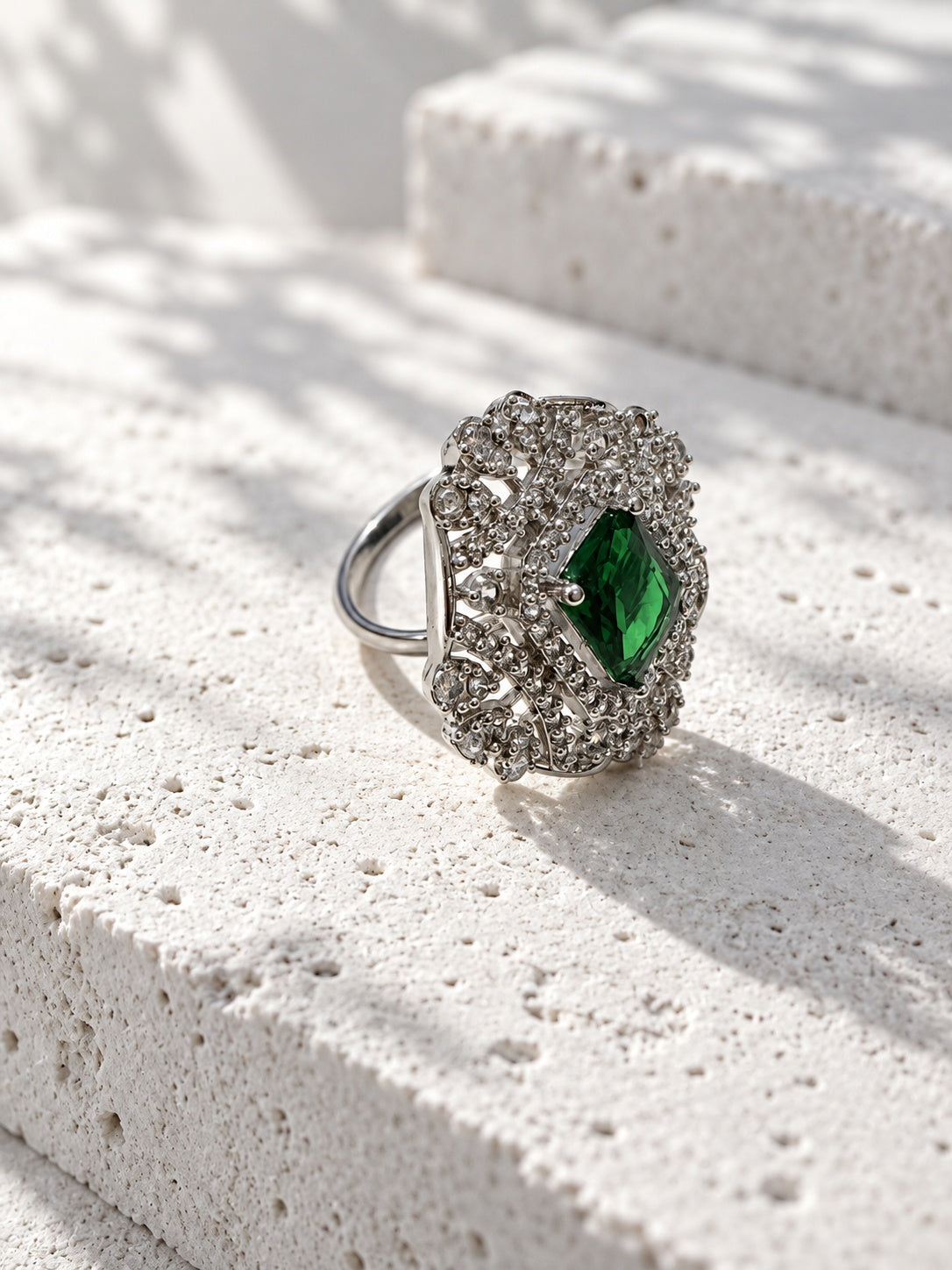 Niska green AD stone statement ring RI26N10453 product view 3