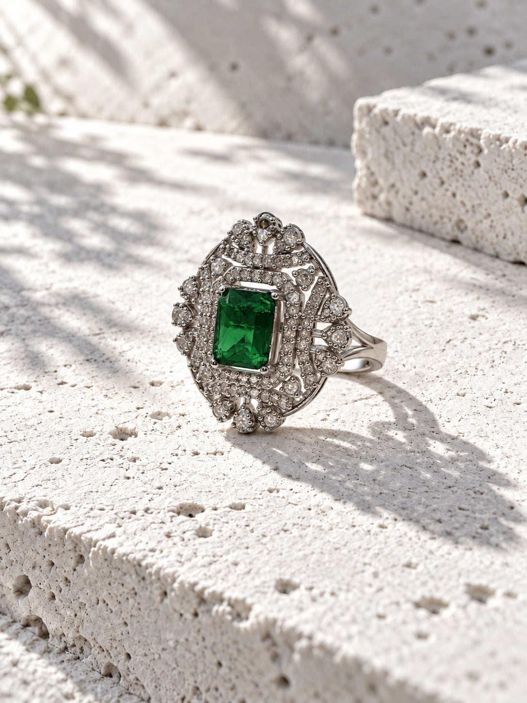 Niska green AD stone statement ring RI26N10453 product view 4