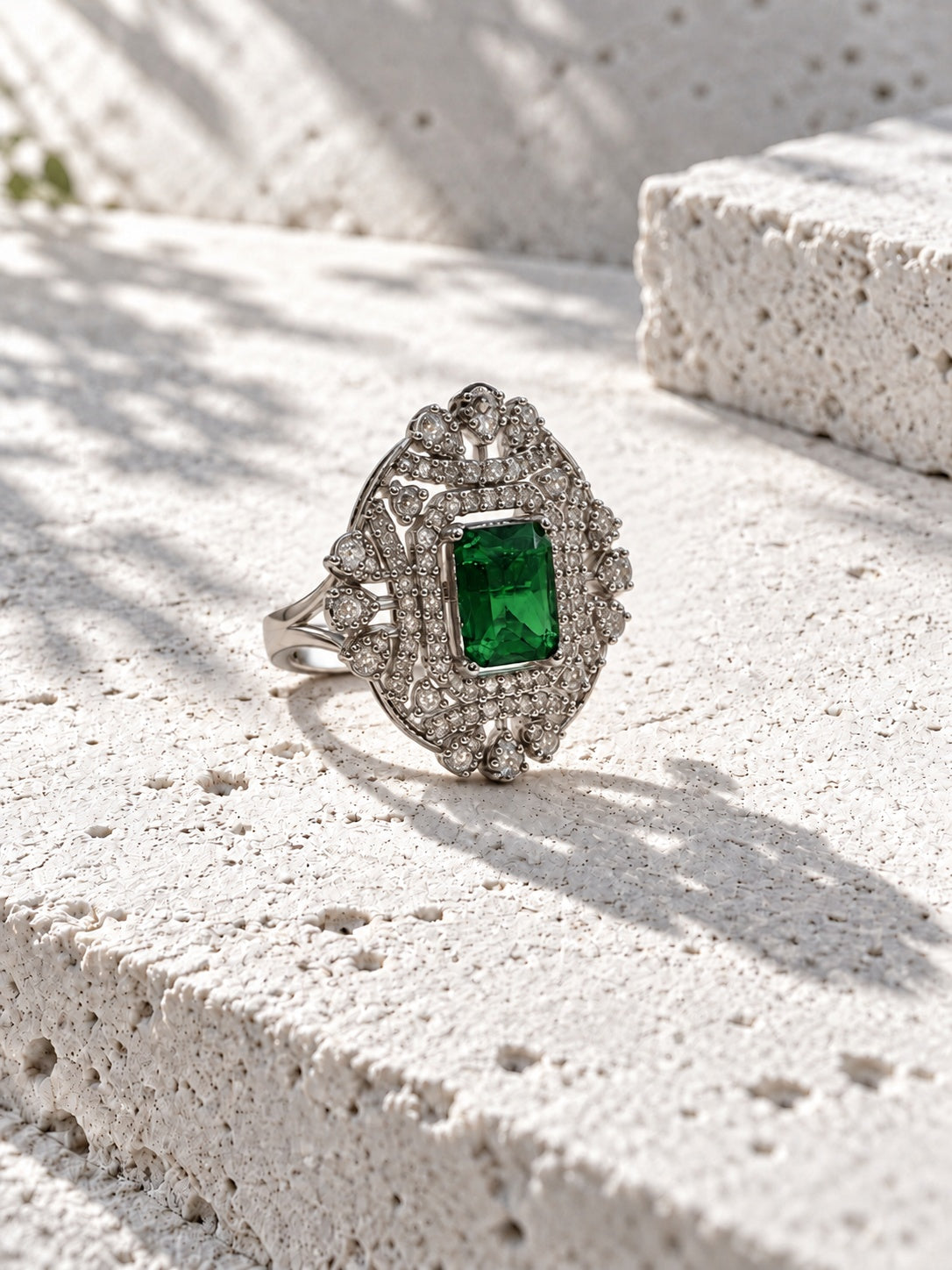 Niska green AD stone statement ring RI26N10453 product view 5