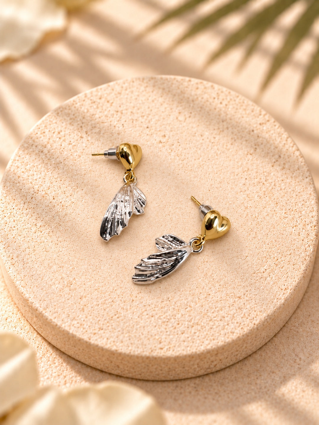 Niska dual-tone gold-tone heart and silver-tone wing drop earrings - view 2
